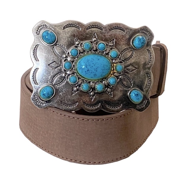 Faded Glory Accessories - Faded Glory belt Women’s southwestern leather belt faux turquoise buckle